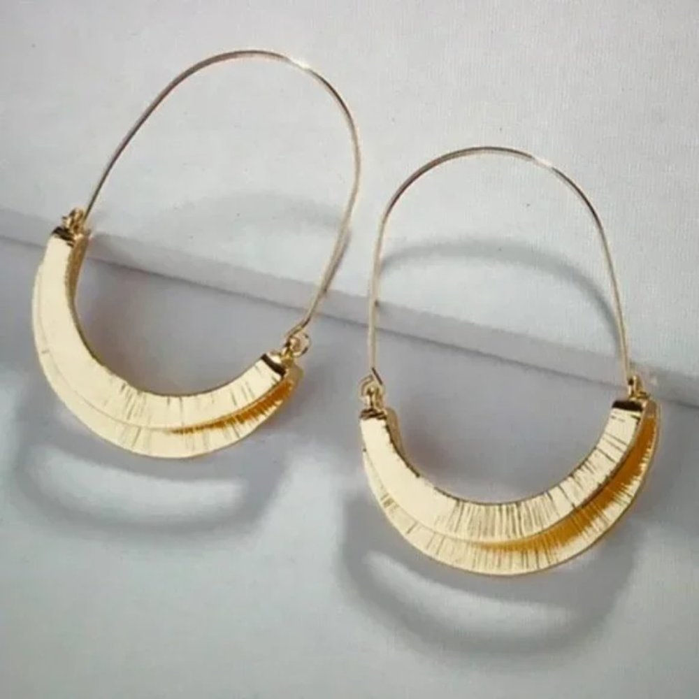 New! Anthropologie Gold Hoop Earrings - Picture 2 of 7